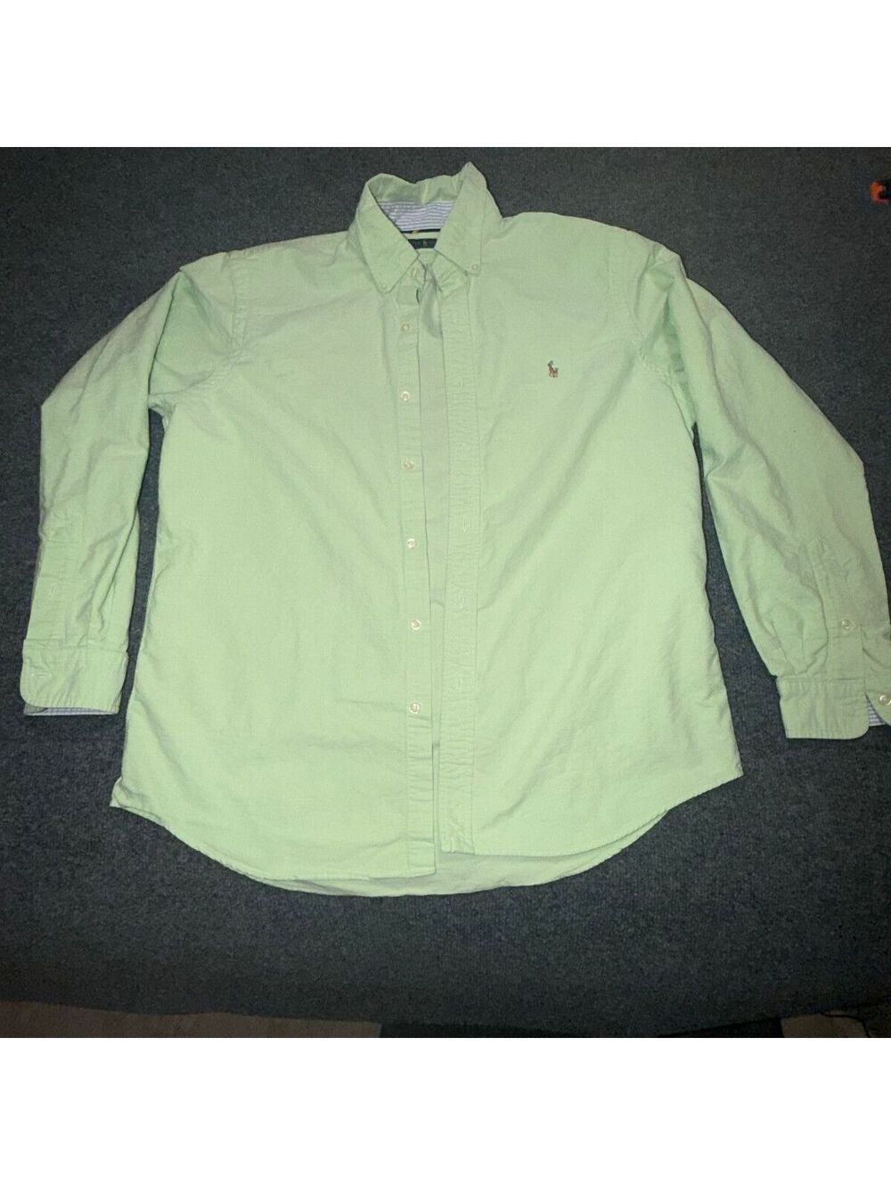 Ralph Lauren Men’s L Oxford Button Down Shirt Mint Green Multicolor Pony